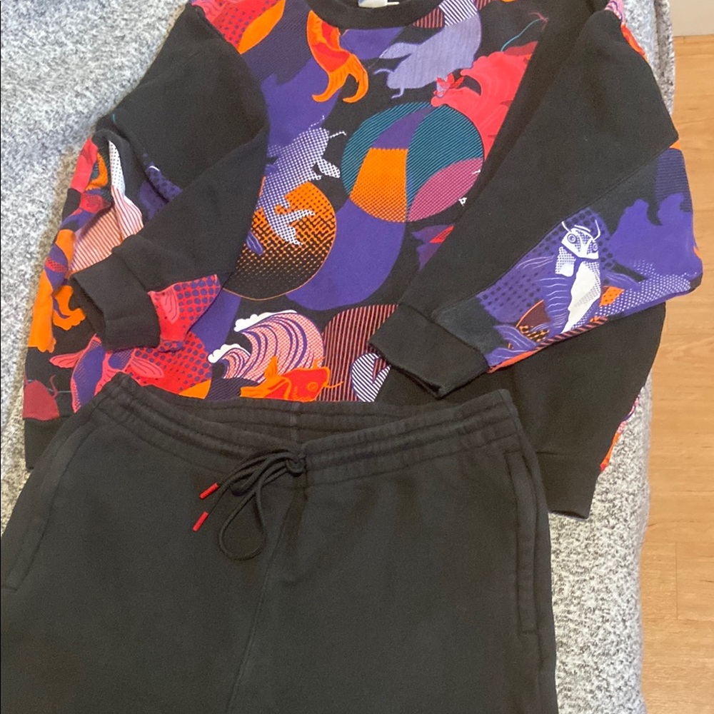 adidas Originals Black Joggers with Colorful Accents